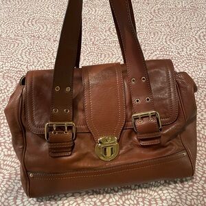 Marc Jacobs Brown Leather Satchel with Gold Hardware